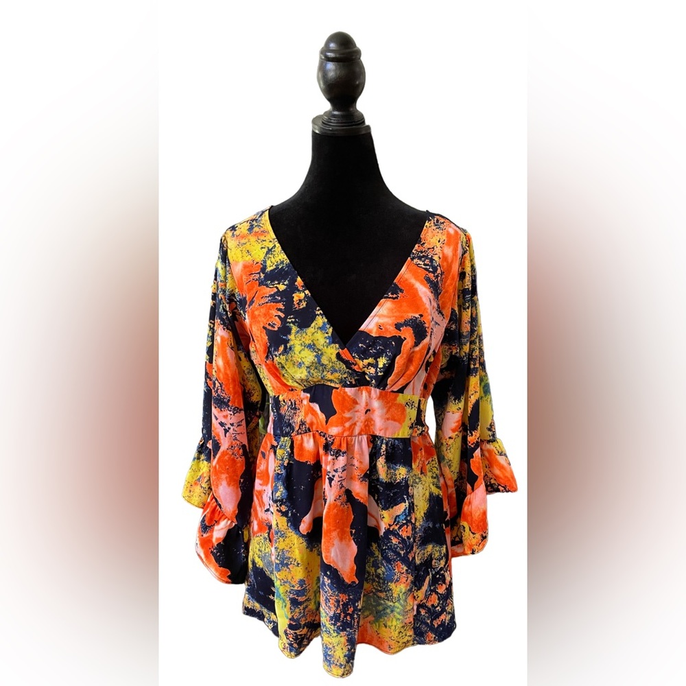 Betsey Johnson: Ruffled Floral Boho Blouse
